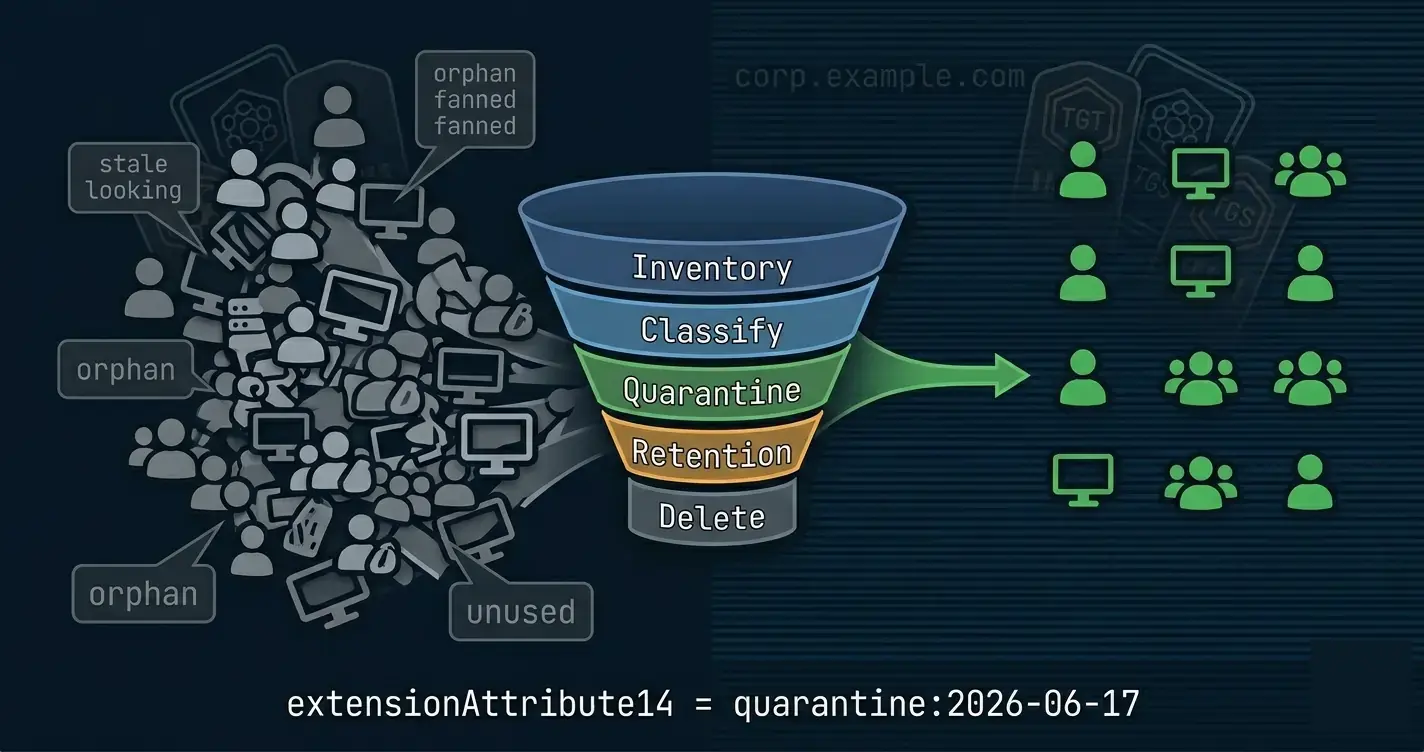 Debloating Active Directory Stale Accounts, Orphaned Groups, and the Cleanup Pipeline