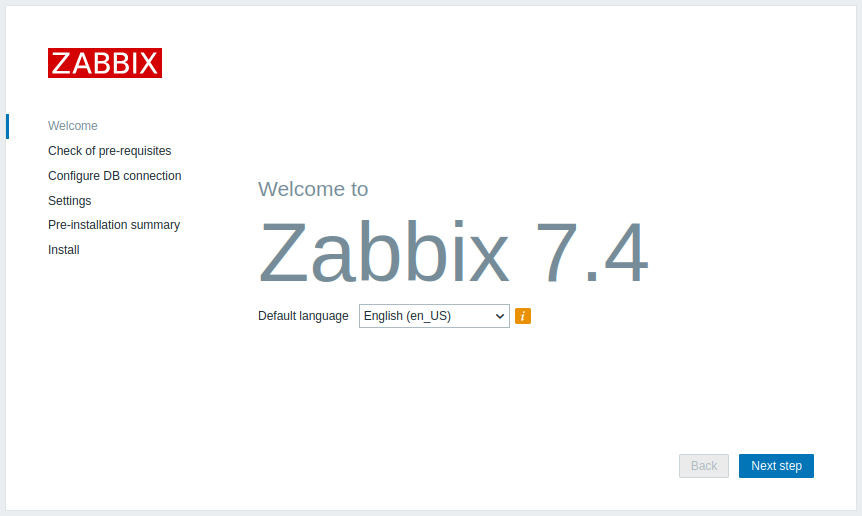 zabbix web setup screen